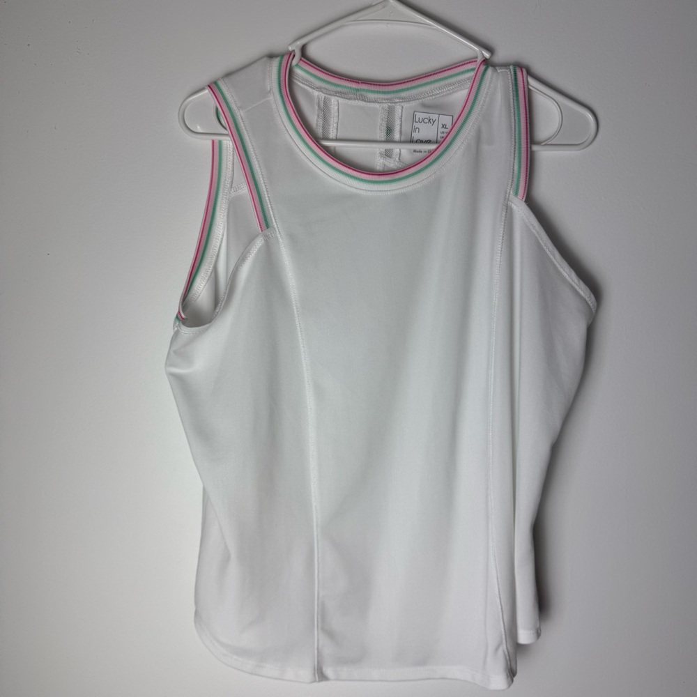 Lucky in Love White Asymmetrical Sleeveless Tank Top